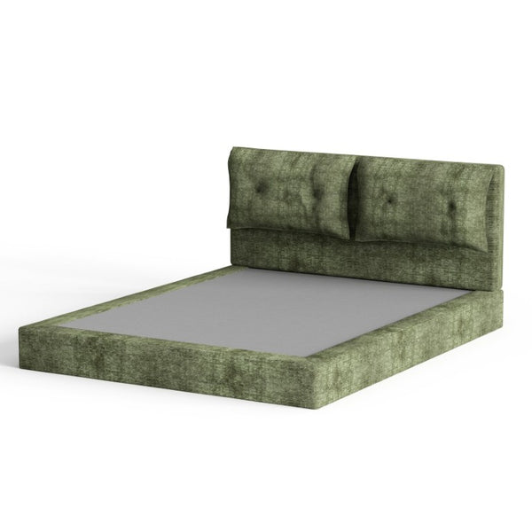 English Elm Airframe Cloud Bed Queen Chenille Upholstered Frame with Foam Edged Low Profile Design Green W1162P549521