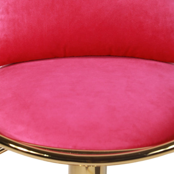 English Elm Rose Red Velvet Swivel Barstools with Gold Frame Lattice Back Glam Set of 2 W117094402