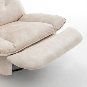 English Elm Ivory Gold Stamped Velvet Swivel Glider Recliner Oversized Lounge Chair for Living Room W1170P183257