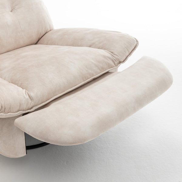 English Elm Ivory Gold Stamped Velvet Swivel Glider Recliner Oversized Lounge Chair for Living Room W1170P183257