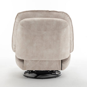 English Elm Ivory Gold Stamped Velvet Swivel Glider Recliner Oversized Lounge Chair for Living Room W1170P183257