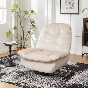 English Elm Ivory Gold Stamped Velvet Swivel Glider Recliner Oversized Lounge Chair for Living Room W1170P183257