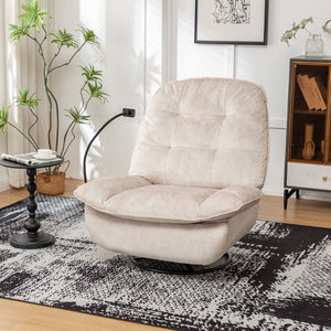 English Elm Ivory Gold Stamped Velvet Swivel Glider Recliner Oversized Lounge Chair for Living Room W1170P183257