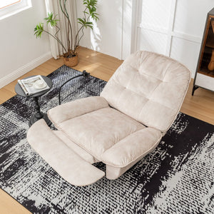 English Elm Ivory Gold Stamped Velvet Swivel Glider Recliner Oversized Lounge Chair for Living Room W1170P183257