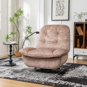 English Elm Natural Gold Stamped Velvet Swivel Gliding Recliner Oversized Chair with Phone Holder W1170P183282