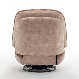 English Elm Natural Gold Stamped Velvet Swivel Gliding Recliner Oversized Chair with Phone Holder W1170P183282