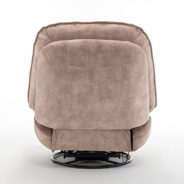 English Elm Natural Gold Stamped Velvet Swivel Gliding Recliner Oversized Chair with Phone Holder W1170P183282