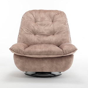 English Elm Natural Gold Stamped Velvet Swivel Gliding Recliner Oversized Chair with Phone Holder W1170P183282