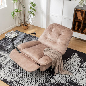English Elm Natural Gold Stamped Velvet Swivel Gliding Recliner Oversized Chair with Phone Holder W1170P183282
