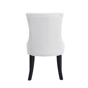 English Elm Modern Linen Tufted Armchair Set of Two with Solid Wood Legs for Dining and Living Beige W1170P457196