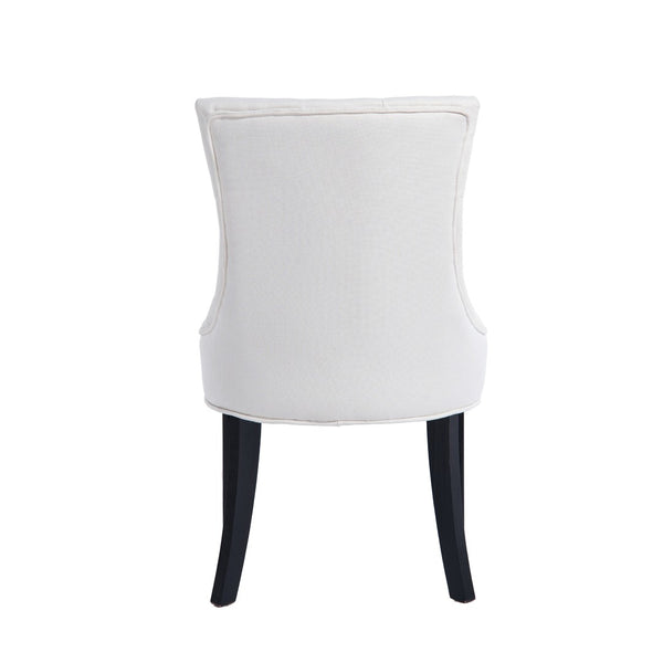 English Elm Modern Linen Tufted Armchair Set of Two with Solid Wood Legs for Dining and Living Beige W1170P457196