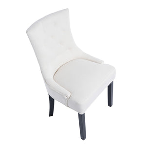 English Elm Modern Linen Tufted Armchair Set of Two with Solid Wood Legs for Dining and Living Beige W1170P457196