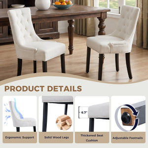 English Elm Modern Linen Tufted Armchair Set of Two with Solid Wood Legs for Dining and Living Beige W1170P457196