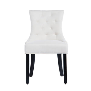 English Elm Modern Linen Tufted Armchair Set of Two with Solid Wood Legs for Dining and Living Beige W1170P457196