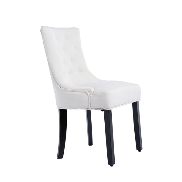 English Elm Modern Linen Tufted Armchair Set of Two with Solid Wood Legs for Dining and Living Beige W1170P457196