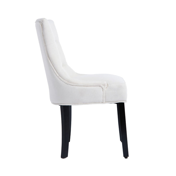 English Elm Modern Linen Tufted Armchair Set of Two with Solid Wood Legs for Dining and Living Beige W1170P457196