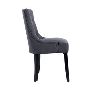 English Elm Modern Linen Tufted Armchair Set of Two with Solid Wood Legs for Dining and Living Grey W1170P457203