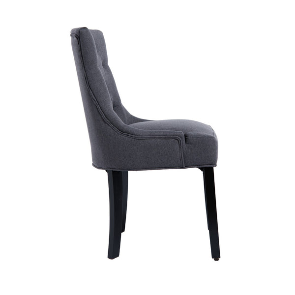 English Elm Modern Linen Tufted Armchair Set of Two with Solid Wood Legs for Dining and Living Grey W1170P457203