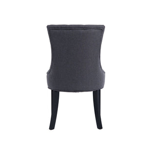 English Elm Modern Linen Tufted Armchair Set of Two with Solid Wood Legs for Dining and Living Grey W1170P457203