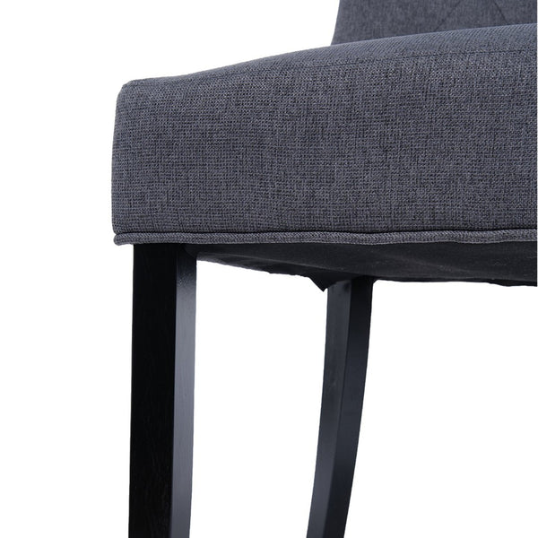 English Elm Modern Linen Tufted Armchair Set of Two with Solid Wood Legs for Dining and Living Grey W1170P457203