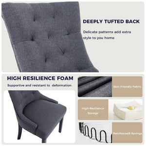 English Elm Modern Linen Tufted Armchair Set of Two with Solid Wood Legs for Dining and Living Grey W1170P457203