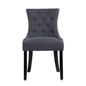English Elm Modern Linen Tufted Armchair Set of Two with Solid Wood Legs for Dining and Living Grey W1170P457203