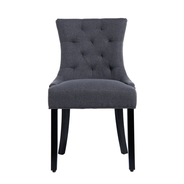 English Elm Modern Linen Tufted Armchair Set of Two with Solid Wood Legs for Dining and Living Grey W1170P457203