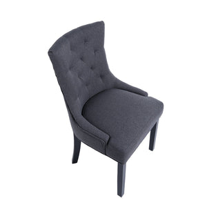 English Elm Modern Linen Tufted Armchair Set of Two with Solid Wood Legs for Dining and Living Grey W1170P457203