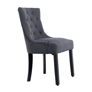 English Elm Modern Linen Tufted Armchair Set of Two with Solid Wood Legs for Dining and Living Grey W1170P457203