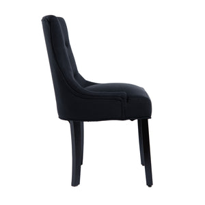 English Elm Modern Linen Tufted Armchair Set of Two with Solid Wood Legs for Dining and Living Black W1170P457208