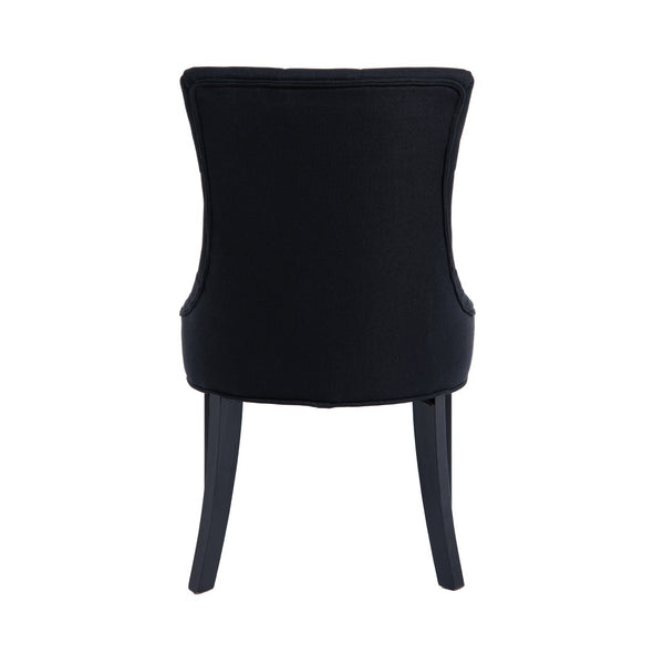English Elm Modern Linen Tufted Armchair Set of Two with Solid Wood Legs for Dining and Living Black W1170P457208