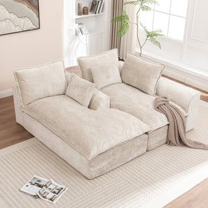 English Elm 103 Inch Modular Chenille Sectional Sofa with Deep Seating High Back Reversible Chaise Beige - B W1170S00047