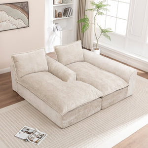 English Elm 103 Inch Modular Chenille Sectional Sofa with Deep Seating High Back Reversible Chaise Beige - B W1170S00047
