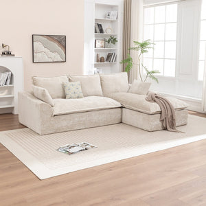 English Elm 103 Inch Modular Chenille Sectional Sofa with Deep Seating High Back Reversible Chaise Beige - B W1170S00047