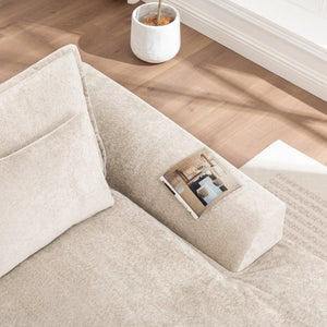 English Elm 103 Inch Modular Chenille Sectional Sofa with Deep Seating High Back Reversible Chaise Beige - B W1170S00047