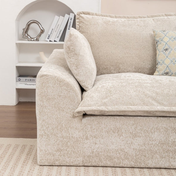 English Elm 103 Inch Modular Chenille Sectional Sofa with Deep Seating High Back Reversible Chaise Beige - B W1170S00047