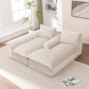 English Elm 103 Inch Modular Chenille Sectional Sofa with Deep Seating High Back Reversible Chaise Beige - A W1170S00048