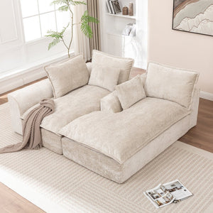 English Elm 103 Inch Modular Chenille Sectional Sofa with Deep Seating High Back Reversible Chaise Beige - A W1170S00048