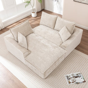English Elm 103 Inch Modular Chenille Sectional Sofa with Deep Seating High Back Reversible Chaise Beige - A W1170S00048