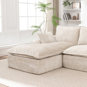 English Elm 103 Inch Modular Chenille Sectional Sofa with Deep Seating High Back Reversible Chaise Beige - A W1170S00048