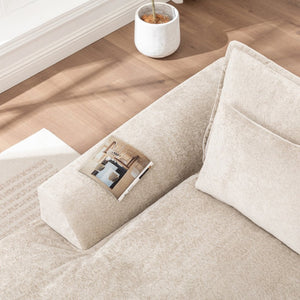 English Elm 103 Inch Modular Chenille Sectional Sofa with Deep Seating High Back Reversible Chaise Beige - A W1170S00048