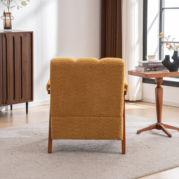 English Elm Mid-Century Modern Chenille Lounge Chairs Set of 2 with Walnut Oak Frame for Living Room W1170S00053