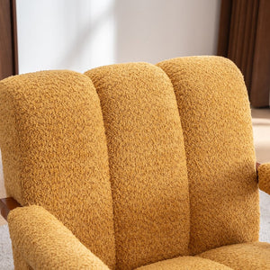 English Elm Mid-Century Modern Chenille Lounge Chairs Set of 2 with Walnut Oak Frame for Living Room W1170S00053