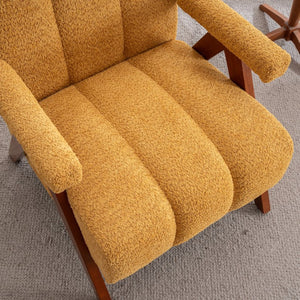 English Elm Mid-Century Modern Chenille Lounge Chairs Set of 2 with Walnut Oak Frame for Living Room W1170S00053
