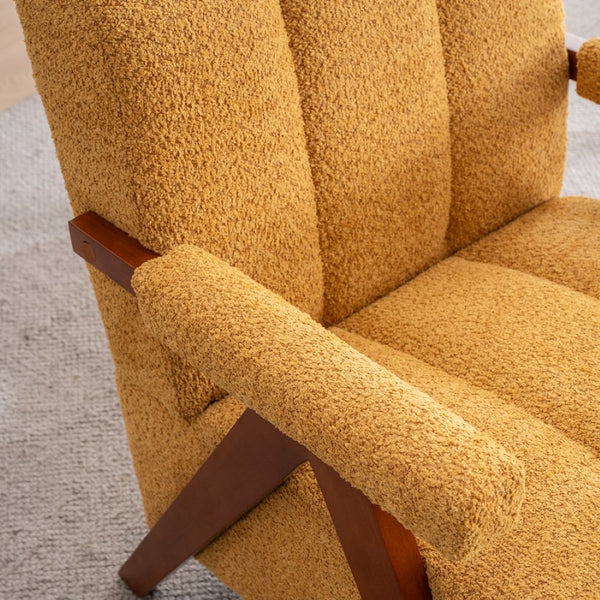 English Elm Mid-Century Modern Chenille Lounge Chairs Set of 2 with Walnut Oak Frame for Living Room W1170S00053