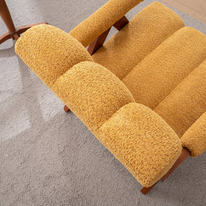 English Elm Mid-Century Modern Chenille Lounge Chairs Set of 2 with Walnut Oak Frame for Living Room W1170S00053