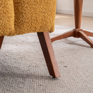 English Elm Mid-Century Modern Chenille Lounge Chairs Set of 2 with Walnut Oak Frame for Living Room W1170S00053