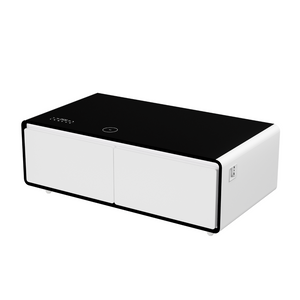English Elm Modern Smart Coffee Table with Built in Fridge Wireless Charging and RGB Ambient Light W1172P476230