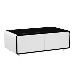 English Elm Modern Smart Coffee Table with Built in Fridge Wireless Charging and RGB Ambient Light W1172P476230