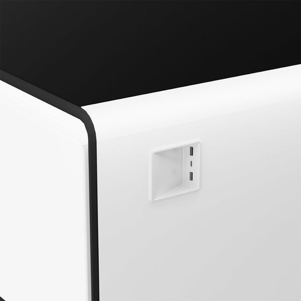 English Elm Modern Smart Coffee Table with Built in Fridge Wireless Charging and RGB Ambient Light W1172P476230